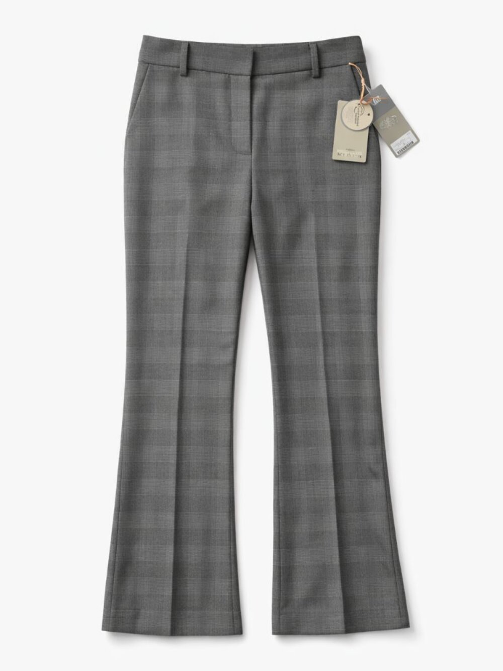 MOS MOSH Ellen Kimi Sharkskin Grey Check Trouser • Kick Flare • Size US 8 • NWT
